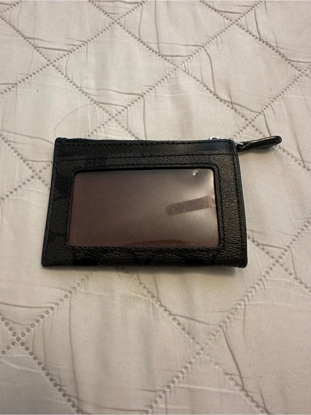 Coach Black Leather Card & Key Holder with ID Window